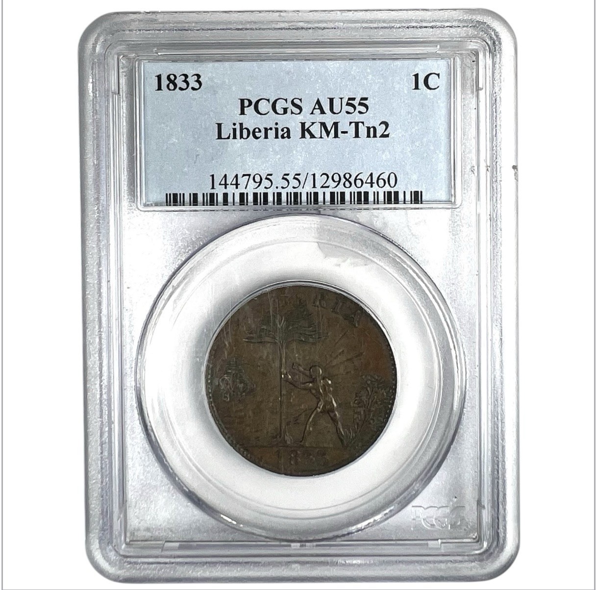 1833 Liberia Large Cent American Colonization Society PCGS AU55 NA140