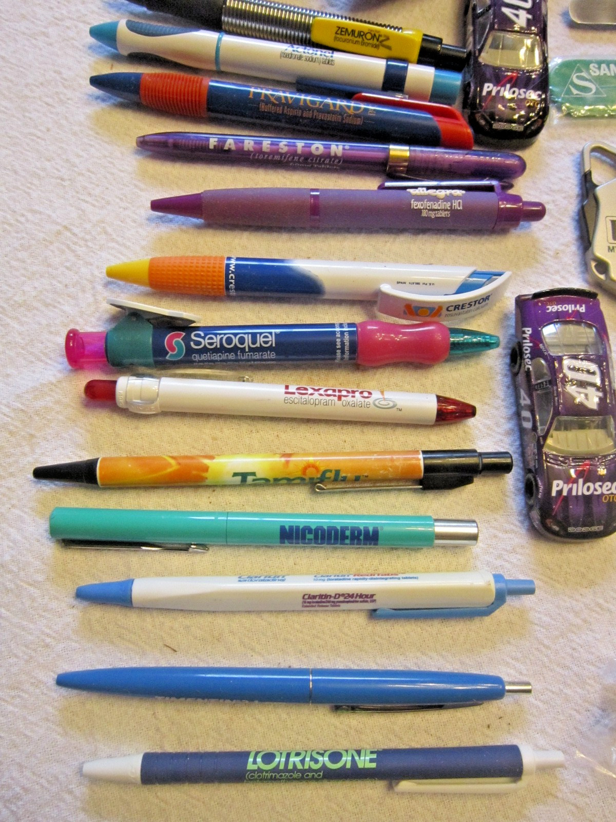 Pharmaceutical Drug Rep Promo Items Pens Spatulas Pharmacy Gift Pins Car Clock