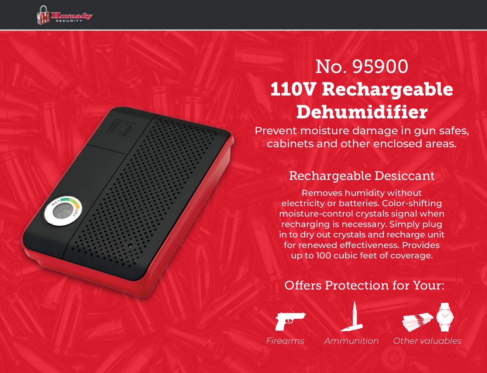 Hornady Rechargeable Dehumidifier - Portable Moisture Absorbers with Silica Gel