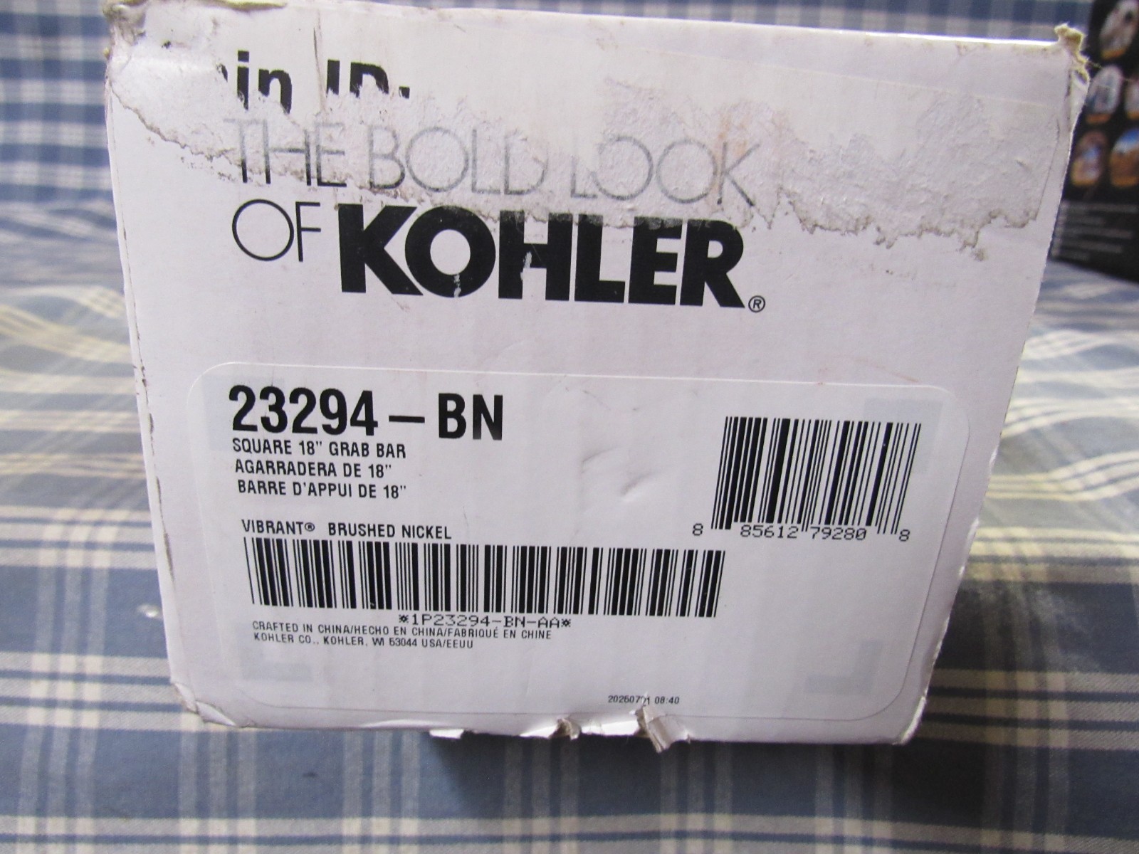 Kohler 23294-BN 18 in. Grab Bar Vibrant Brushed Nickel (Sealed Box) FREE SHIPPIN