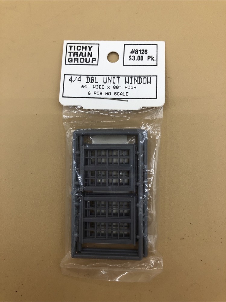 Tichy Train Group #8126 HO Windows - Double Unit Window pkg(6) - 4/4 Double
