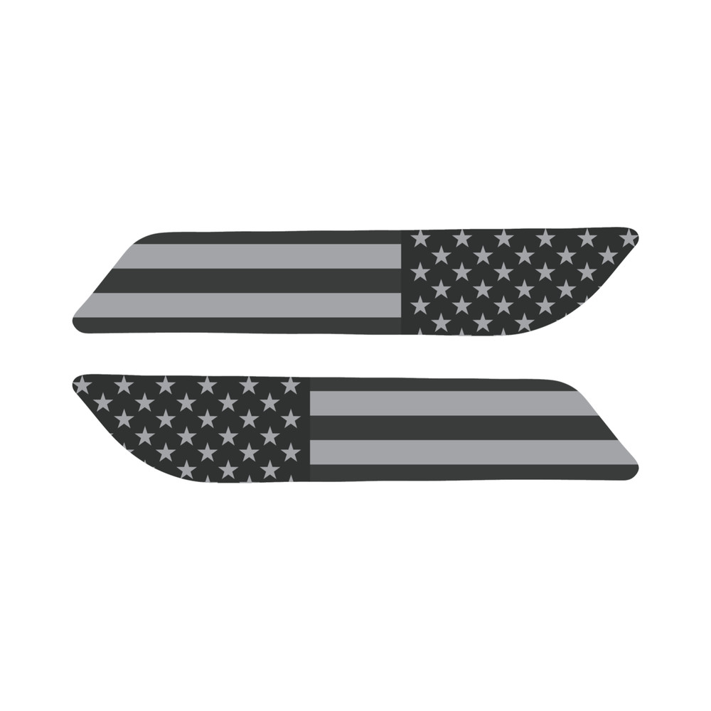 Black & Grey American Flag Saddlebag Latch Inserts. Fits 2012 - 2016 Switchback