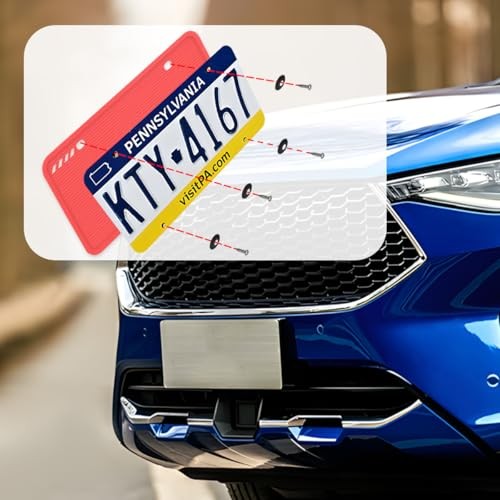 2PCS Silicone License Plate Frames, Rust Proof US Car License Plate Holders Red