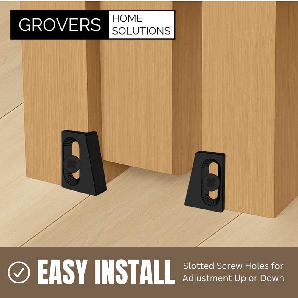 Jamb Mounted Pocket Door Bottom Guide Bracket - 1 Pair (Black) Black