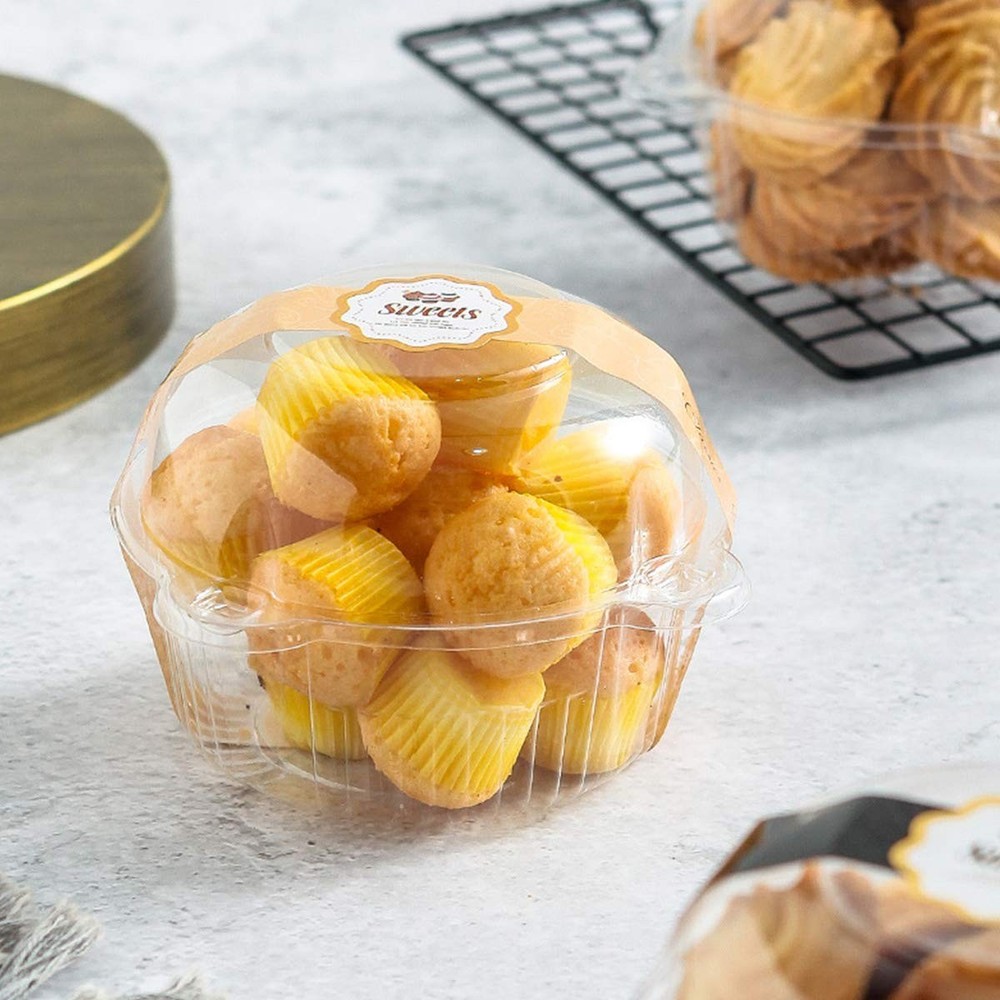 150 Pack Individual Cupcake Containers, Plastic Cupcake Holder with Lid, Sing...