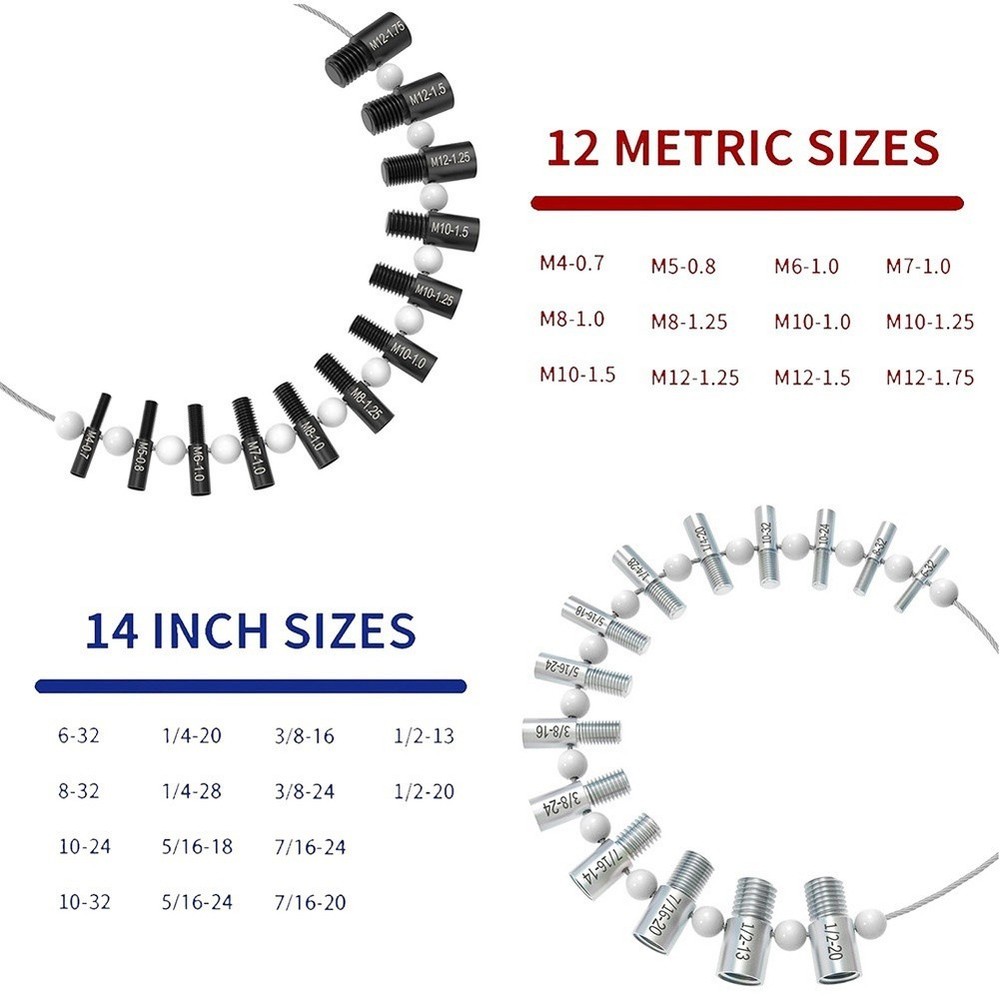 Thread Size Identifier 26 Piece Set for Nuts Bolts Accurate Measurement Tools