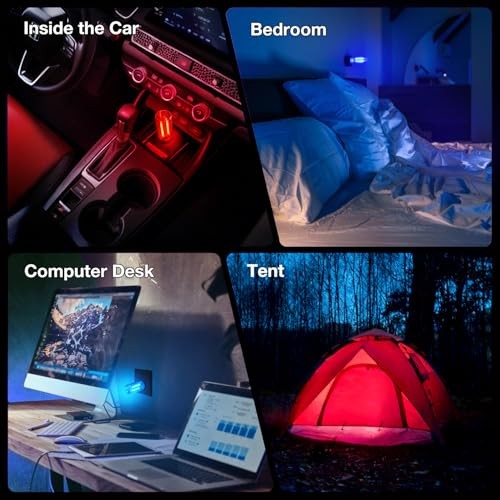 2 PCS USB Lights, Plug-in Retro Car Atmosphere Night Light with Touch