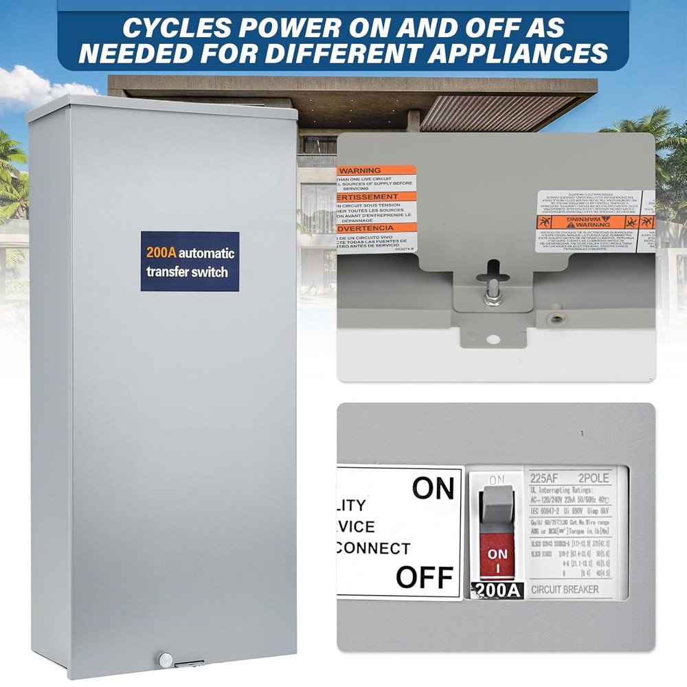 200A Automatic Transfer Switch For 8-24KW Generators For Generac RXSW200A3