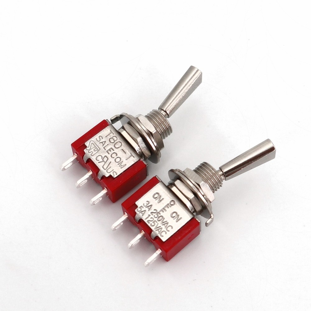 10Pcs SH T8014-U Flat Handle 3Pin ON-OFF-ON 3-Position SPDT Mini Toggle Switch