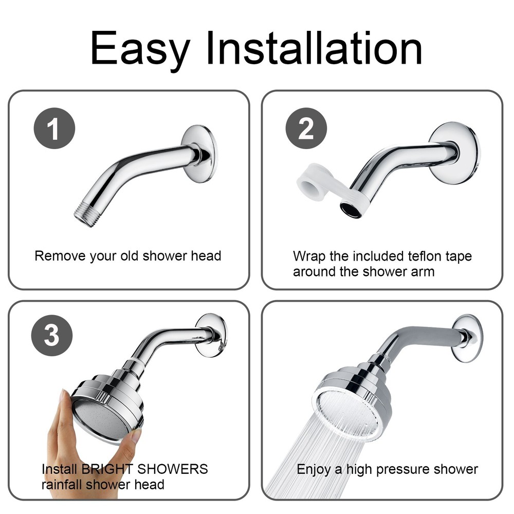 New High Pressure Rain Showerhead Fixed Shower Head Angle Adjustable