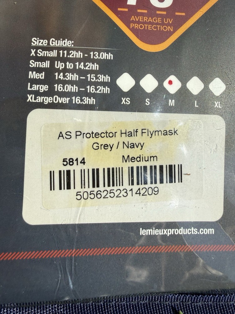 LeMieux AS Protector Fly Mask Grey/Navy Size Medium Cob