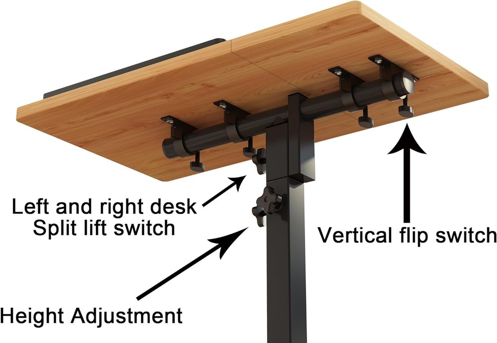 TigerDad Mobile Adjustable Height Laptop Stand PC Computer Onesize, Wood