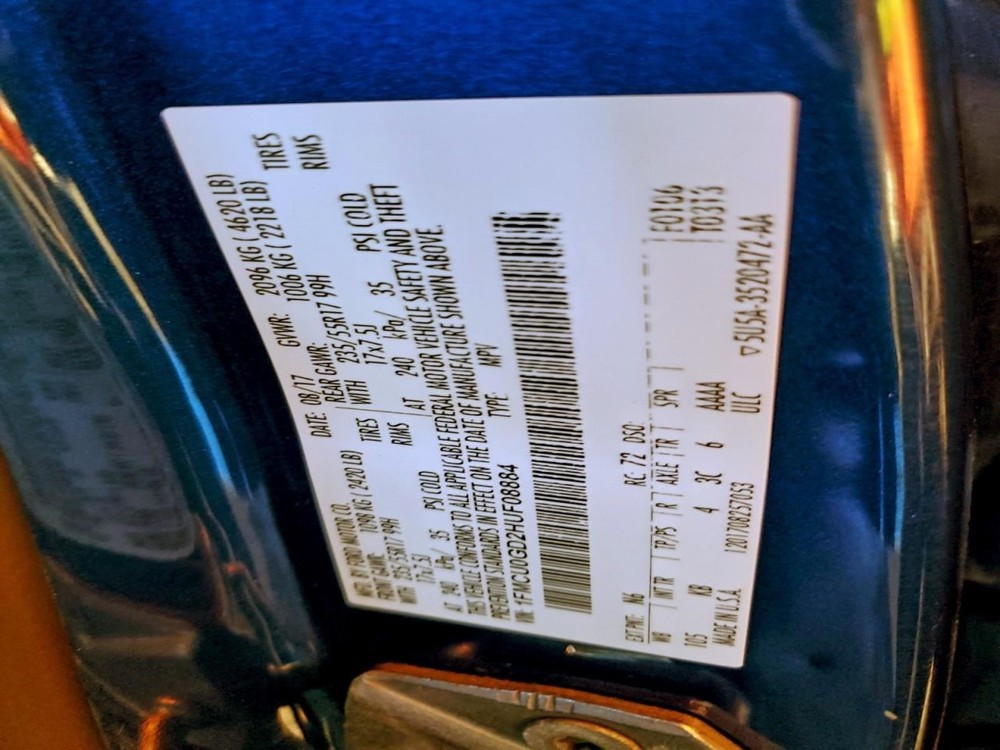 LEFT REAR DOOR WINDOW REGULATOR OEM 2014 FORD ESCAPE
