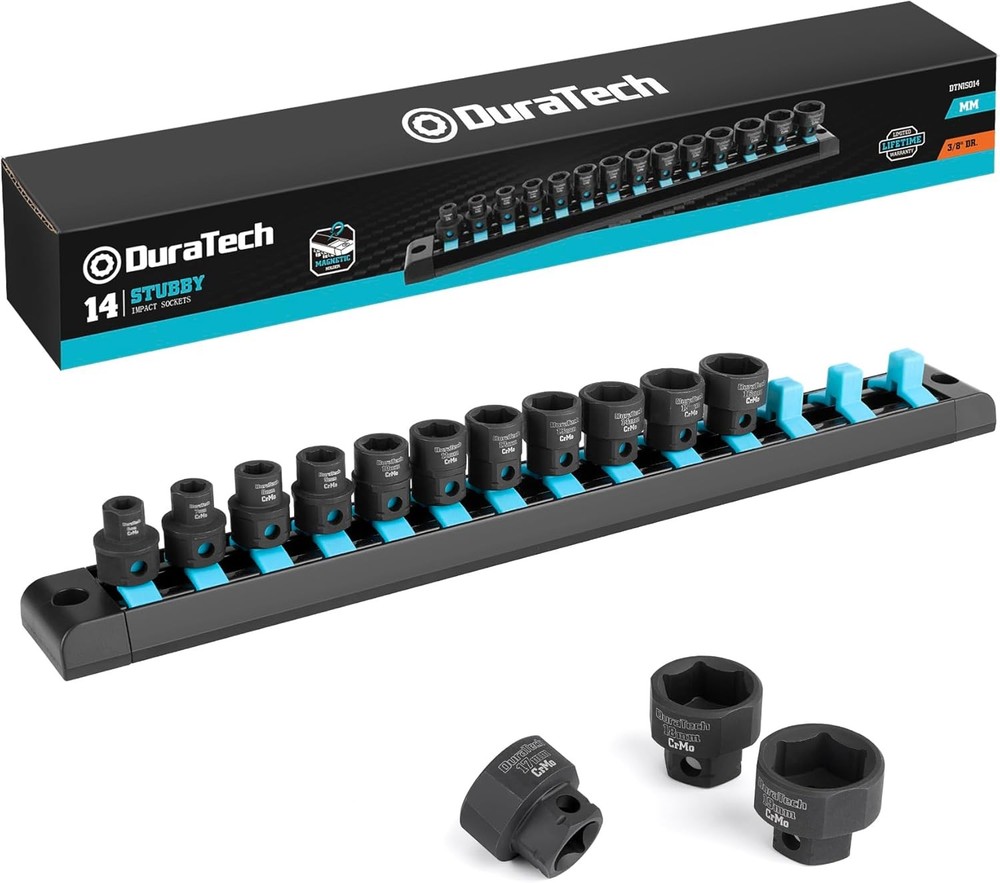 DURATECH 3/8" Drive Stubby Impact Socket Set, Low Profile Impact Sockets