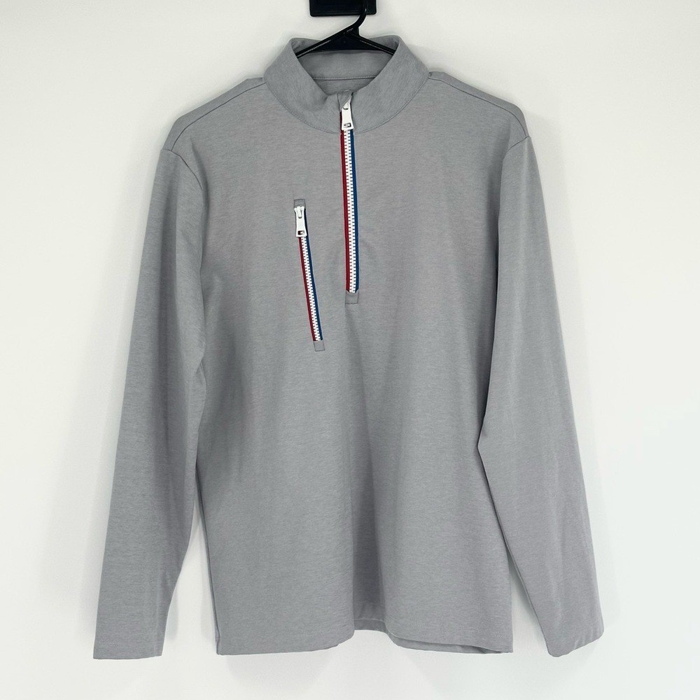 G/FORE Daytona Mid Tech Interlock Slim Fit Golf Pullover, Heather Gray, Size S