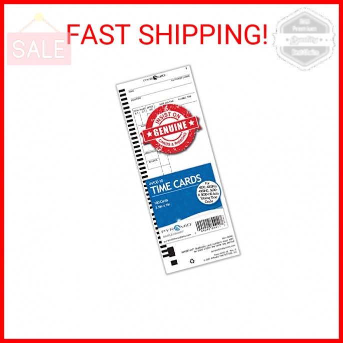 Pyramid Time Systems - Authentic Time Cards (44100-10) for Pyramid Models 4000,