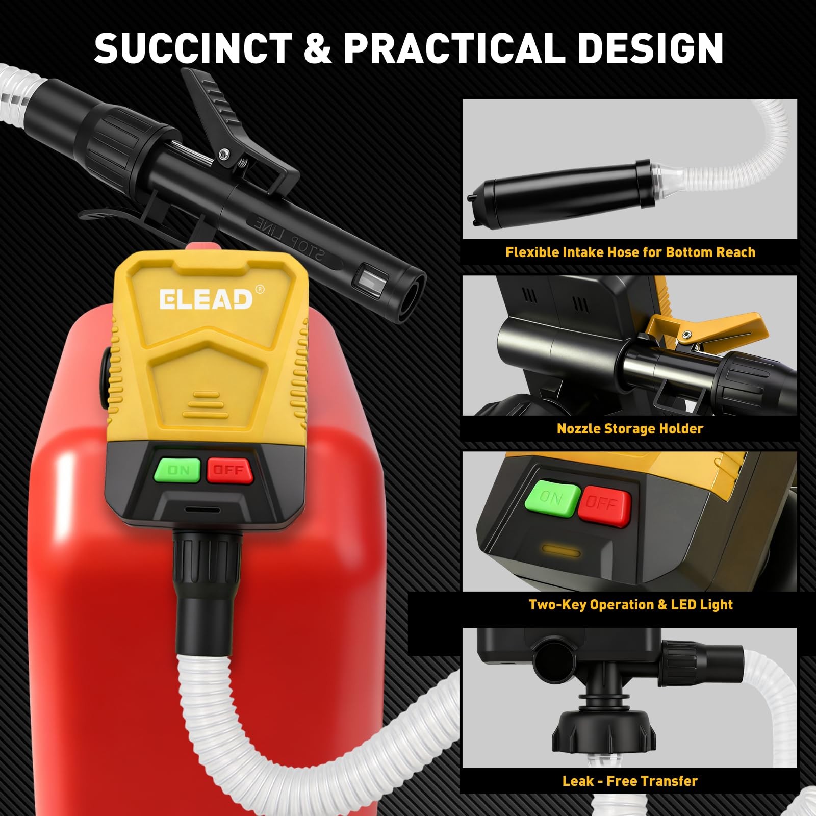Battery-Powered Fuel Transfer Pump - 3.2 GPM No Spill New Version (Yellow)