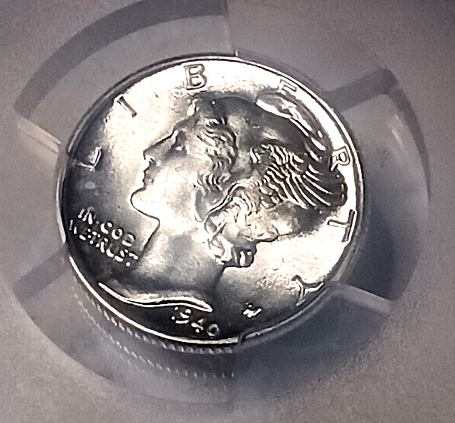 1940 MERCURY DIME PCGS MS65 FB FLASHY