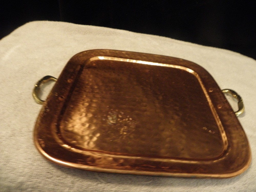Hammered copper display tray