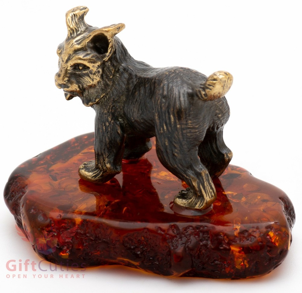 Solid Brass Amber Figurine of the Eurasian lynx IronWork