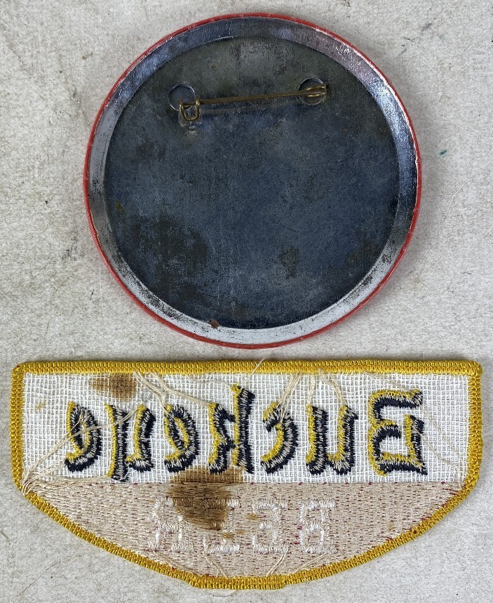 Vintage 1950's Around Here It's Buckeye Beer Pin & Patch