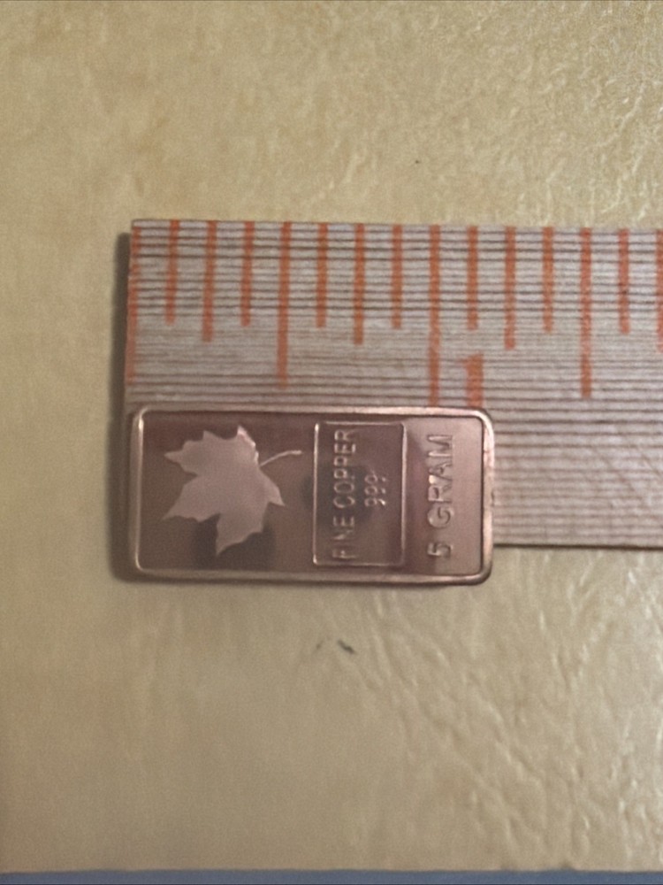 5 Grams CANADA Maple Leaf Fine Copper .999