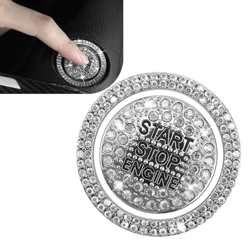 2 PCS Bling Push to Start Button Cover, Crystal Key Ignition Decorative