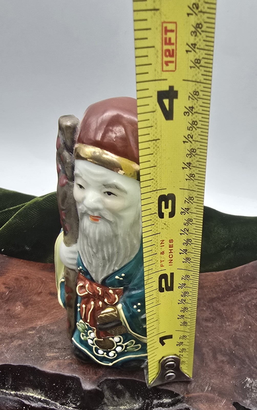 Vintage Japanese Kutani Moriage Lucky Longevity Asian Figurine 4 inches