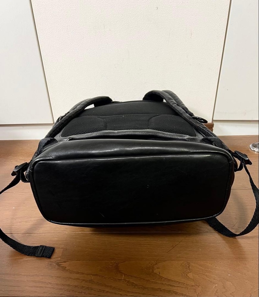 TUMI Leather Backpack Roll Top Backpack Black