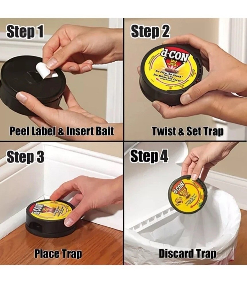 2 Pack D-Con 🐀 Disposable Kills Conceale View Snap Trap For Mice 4 Traps Total