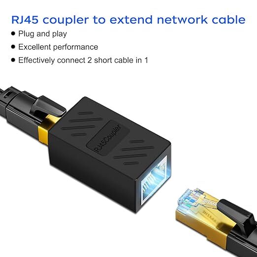 RJ45 Inline Coupler Cat6/Cat5e Ethernet Network Cable Extender Connector Lot