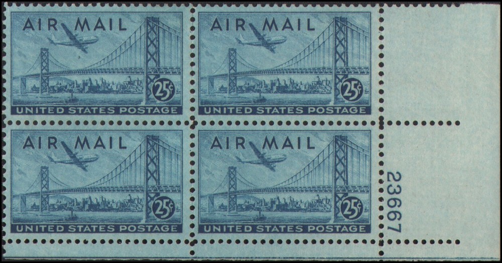 US #C36 MNH plate block