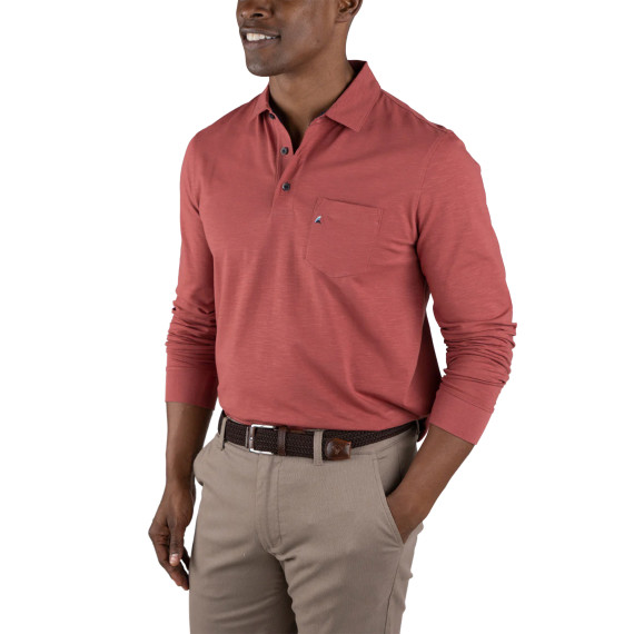 Tailor Vintage Airotec Performance Stretch Slub Jersery Long Sleeve Polo
