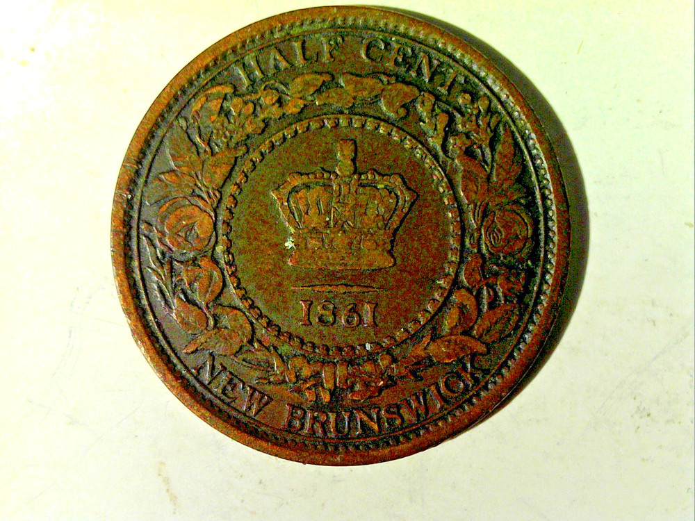 1861 Newbrunswick Half Cent from Canada.