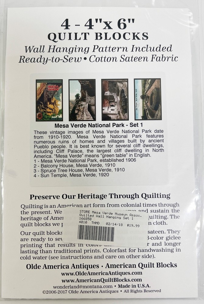 Nine-Patch Quilt Pattern Quilted Wall Hanging Mesa Verde Memories