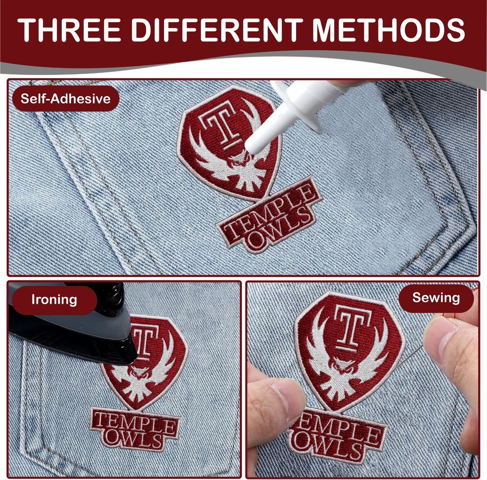 Temple Owls NCAA Team Logo Iron On Patch - Sew Patch - Embroidered Patch