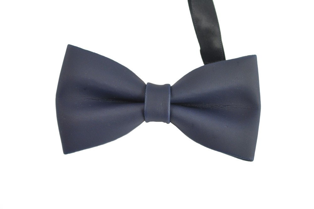 New Men Navy Deep Blue Classical PVC Solid Shining Leather Bow Tie Wedding Party