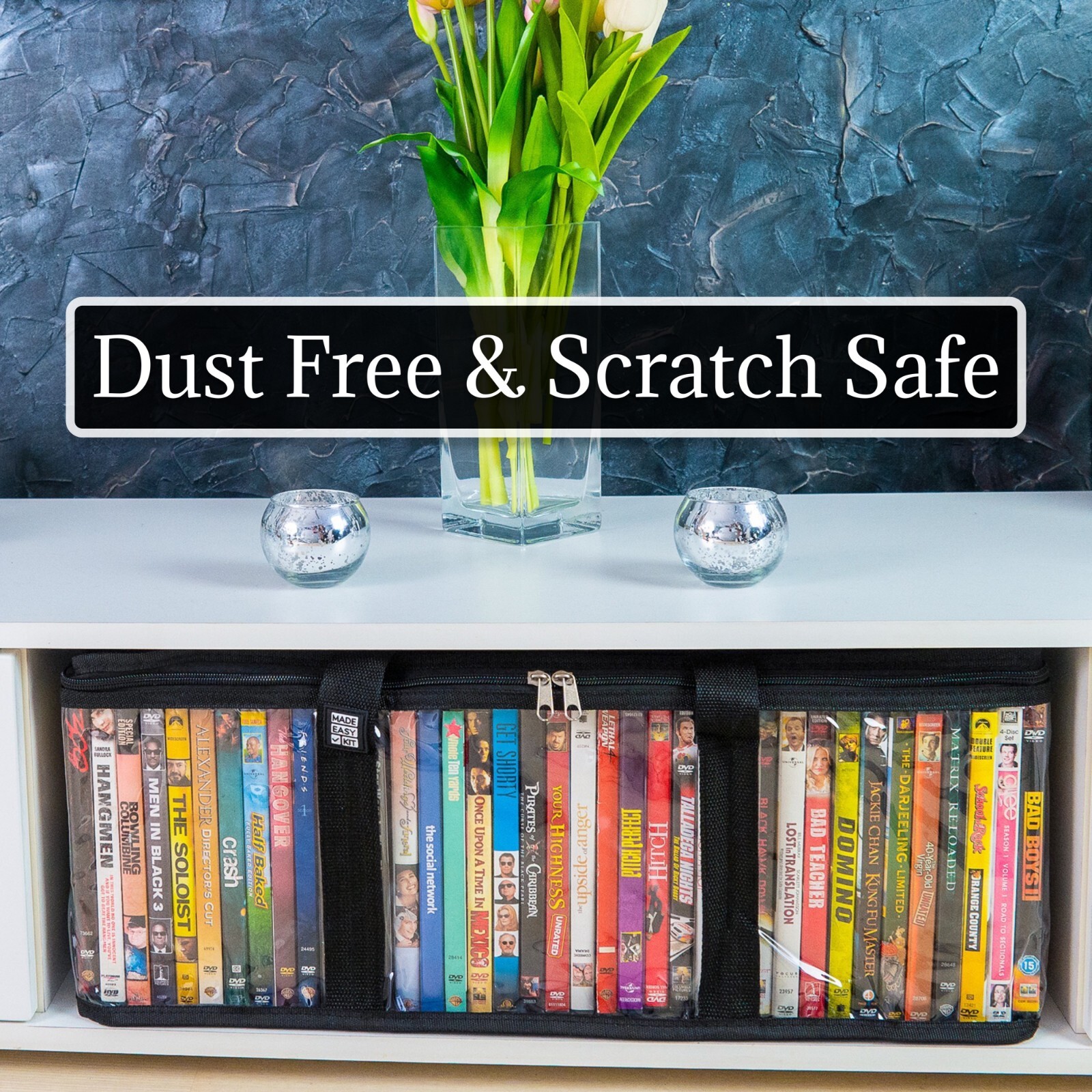 Made Easy Kit DVD Storage Case Portable Clear Organizer w/ Dividers Fits 40 DVDs