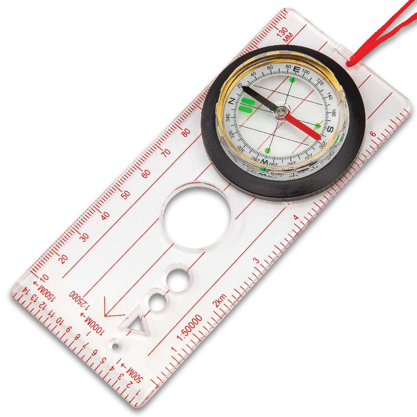 TRAIL BLAZER MAP COMPASS LIGHTWEIGHT COMPACT CLEAR BASE INTEGRATED MAGNIFIER 5IN