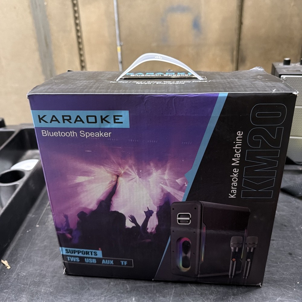 KM20 Karaoke Machine Bluetooth Speaker with two wireless microphones