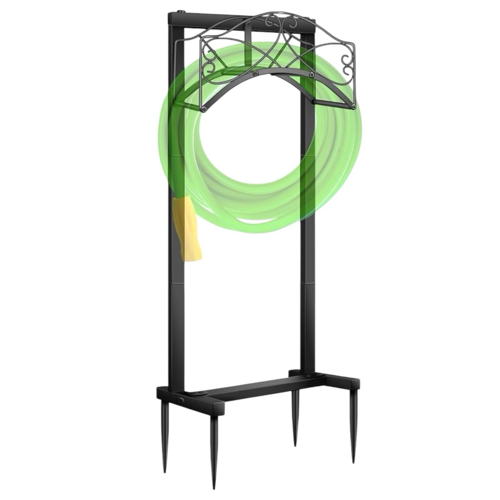 41.5" Detachable Metal Garden Hose Holder Reel Hanger Freestanding With 4 Spikes