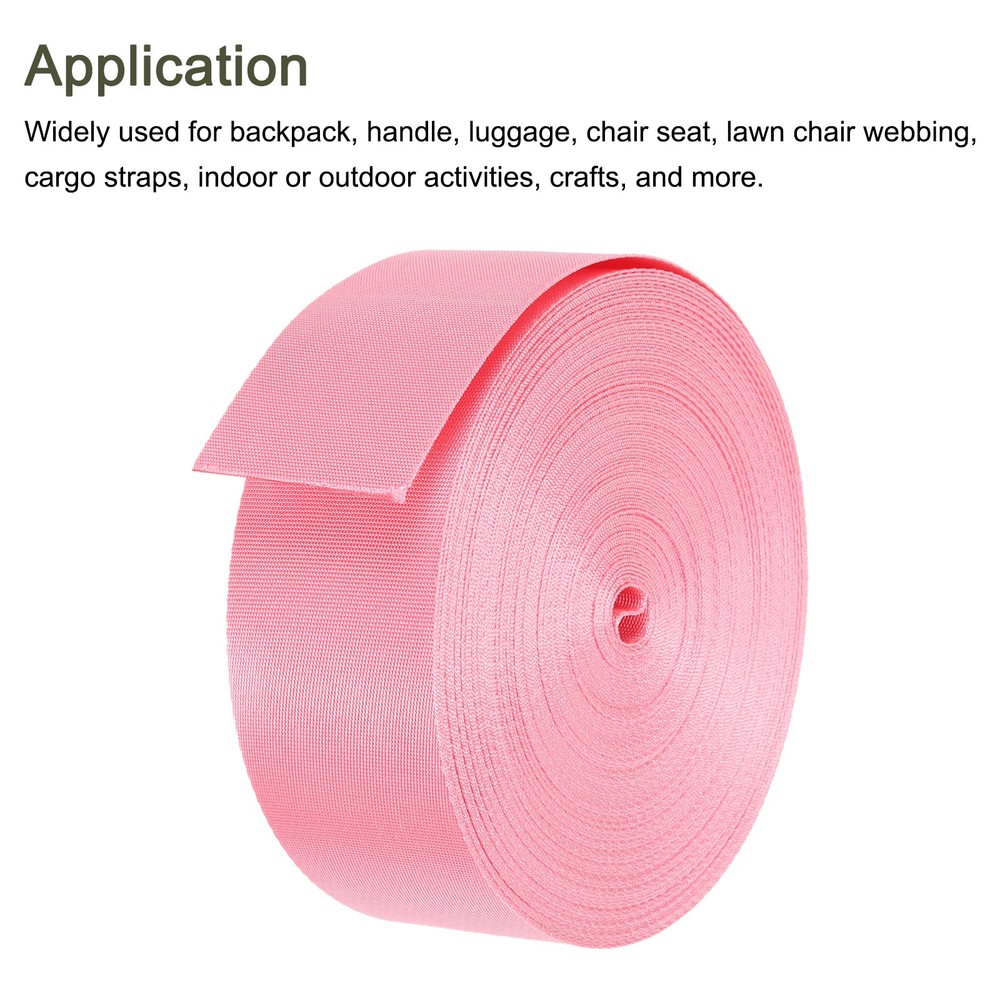 Flat Nylon Webbing Strap 2 Inch 25 Yards Cherry Pink for Backpack