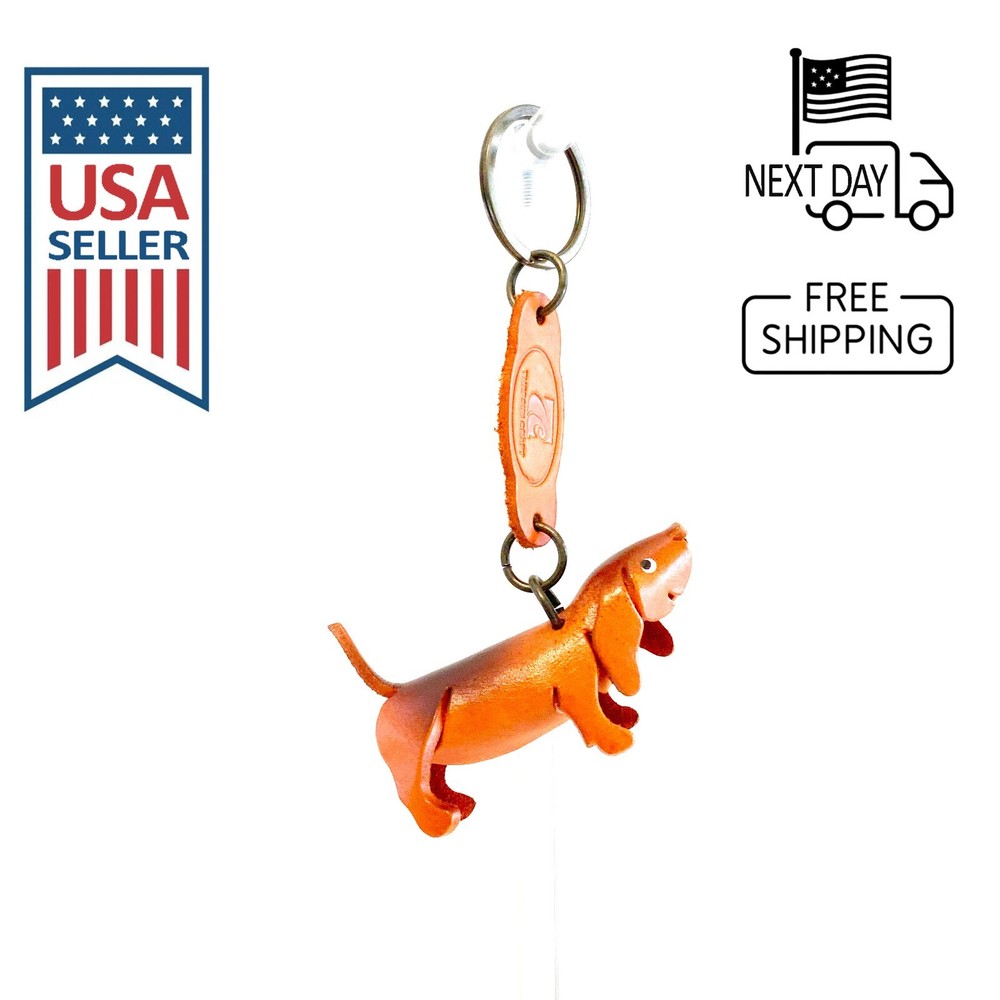 Basset Hound Handmade Leather Keyring