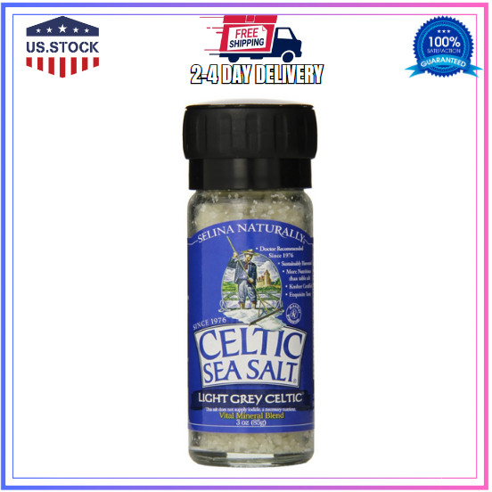 Celtic Sea Salt, Light Grey Grinder, 3 Oz White