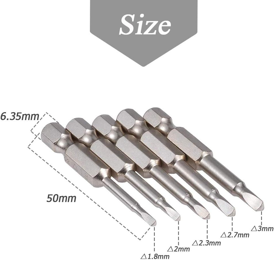 5Pcs Triangle Head Screwdriver Bit Set 1.8/2/ 2.3/2.7/ 3Mm Magnetic Triangular S