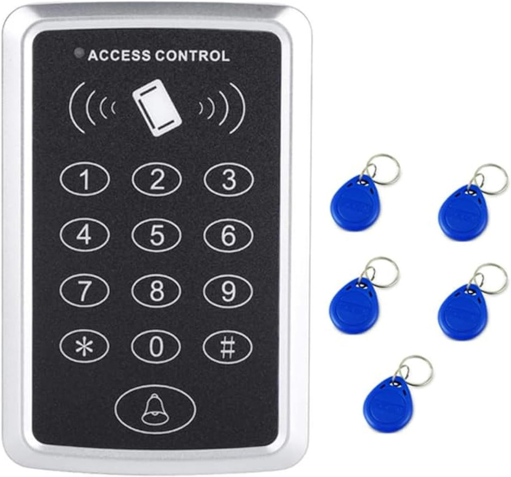 Door Access Control Keypad Stand-Alone Password RFID Reader+5Pcs Keyfob Keychain