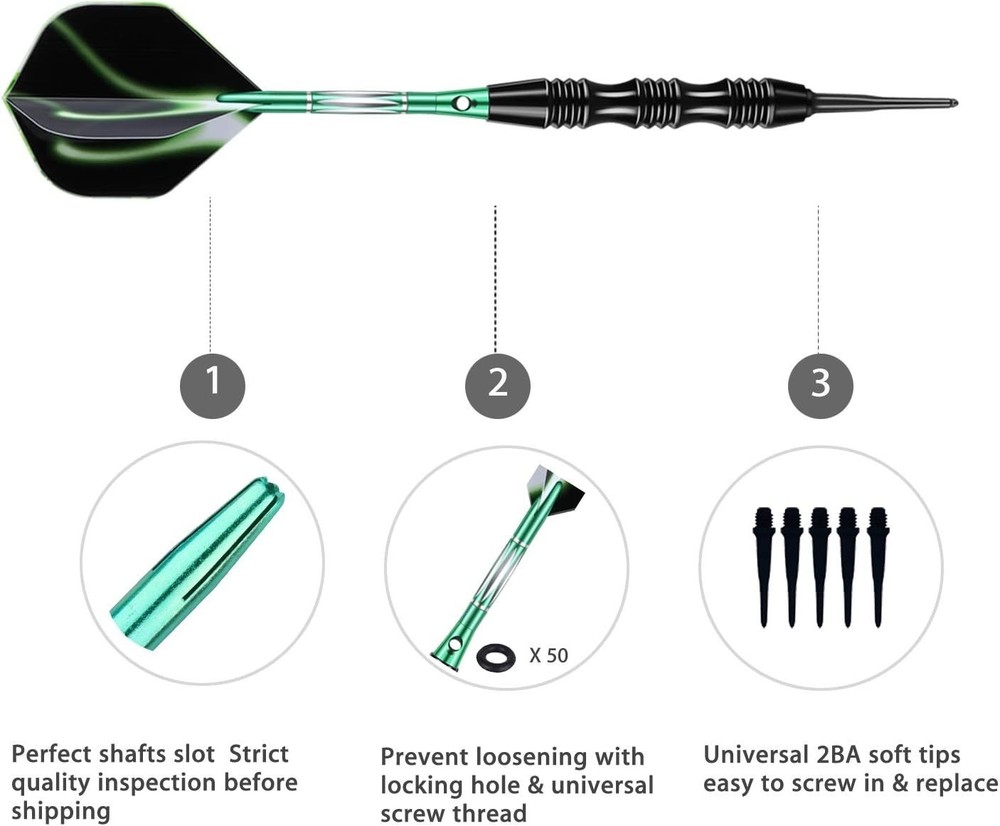 Versatile 20g Darts Set with 30 Tips, O-Rings & Portable Case for Precision