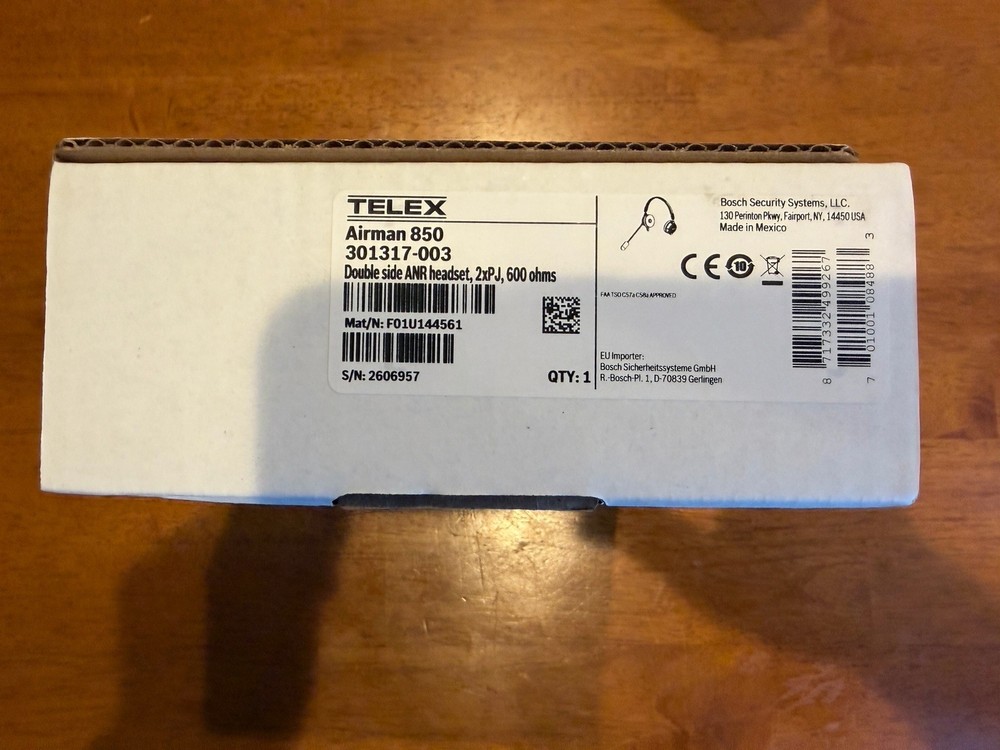 Telex Airman 850 Aviation Headset Dual Plug