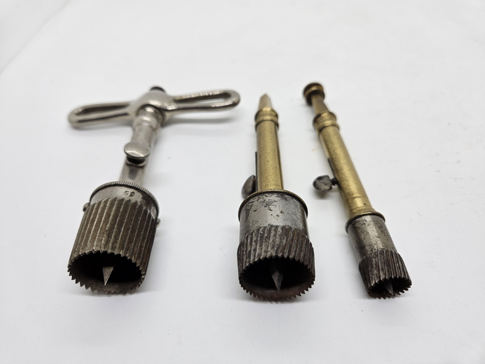 Antique 1800's Galt's Graduated Trephine Craneal Skull Bone Saw 3 Pc. Trepanning