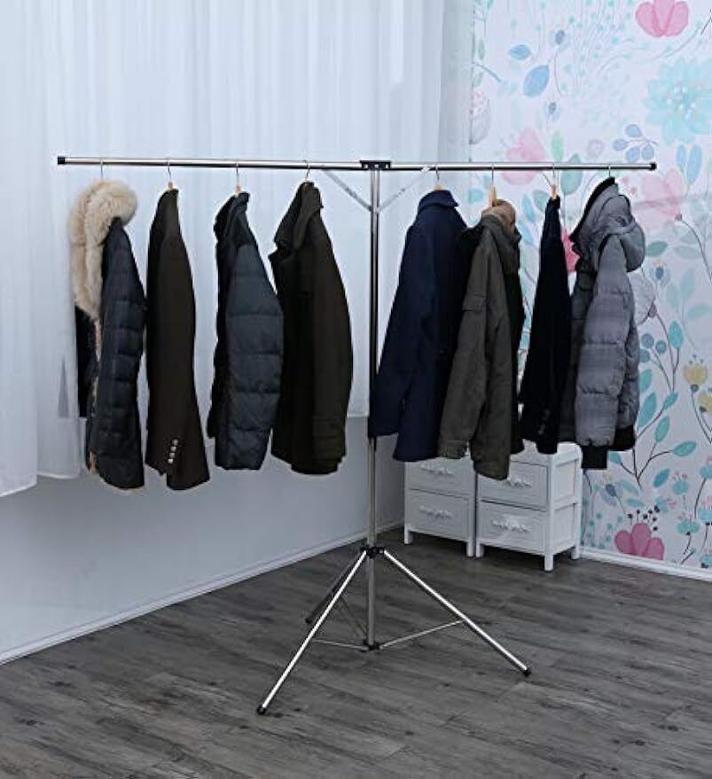 Clothes Drying Rack W/ Windproof Hooks Foldable Adjustable Portable Space Saving